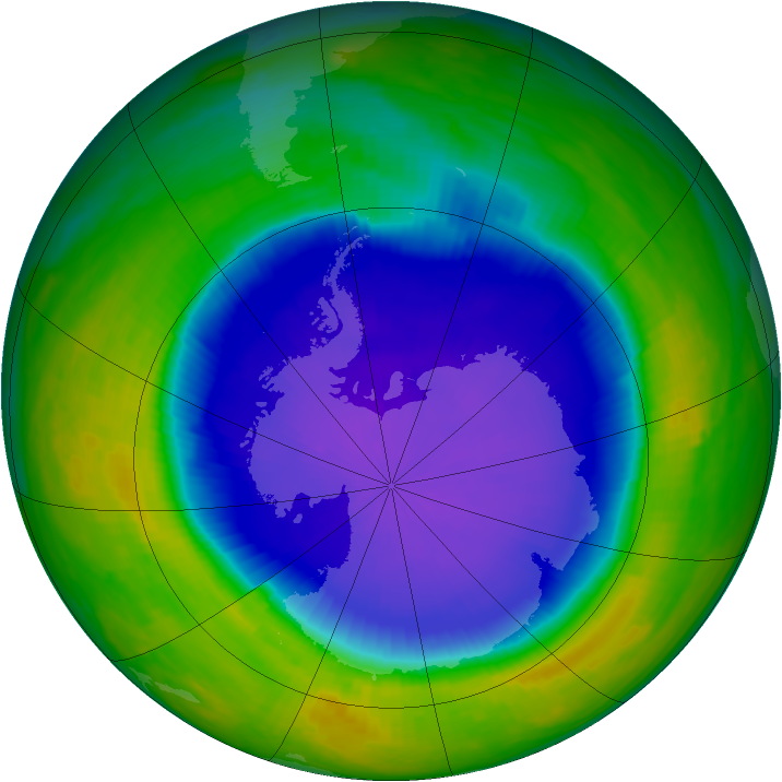 Antarctic ozone map for 21 October 1999